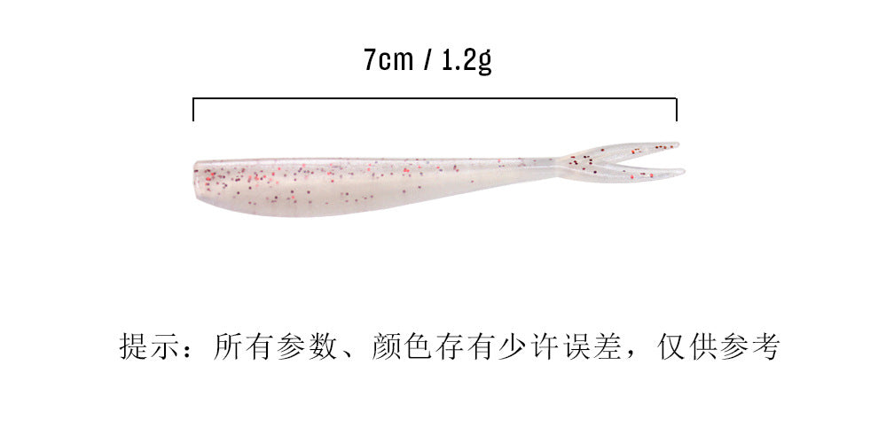 Weichköder – Lebensechter Weichfisch mit geteiltem Schwanz, 7 cm / 1,2 g Mini-Weichplastikköder in zwei Farben (Haken nicht enthalten)