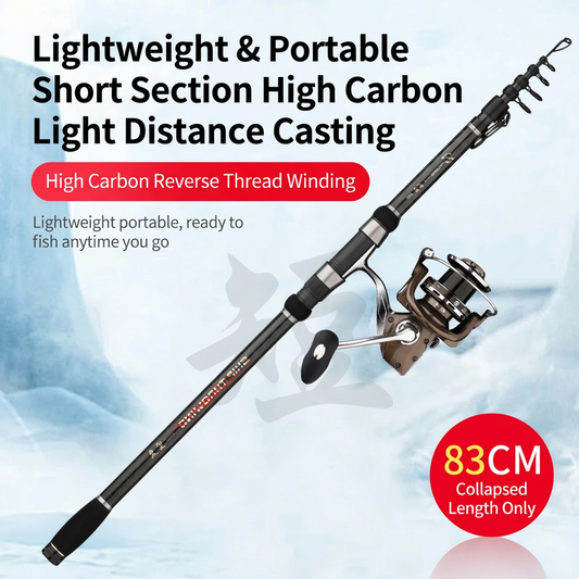 High Carbon Short Section Ultra-Light Heavy Duty Travel Surf Casting Spinning Rod Reel Combo  - Portable, Super Hard, Lightweight Fishing Rod Set for Sea Fishing and Long Distance Casting