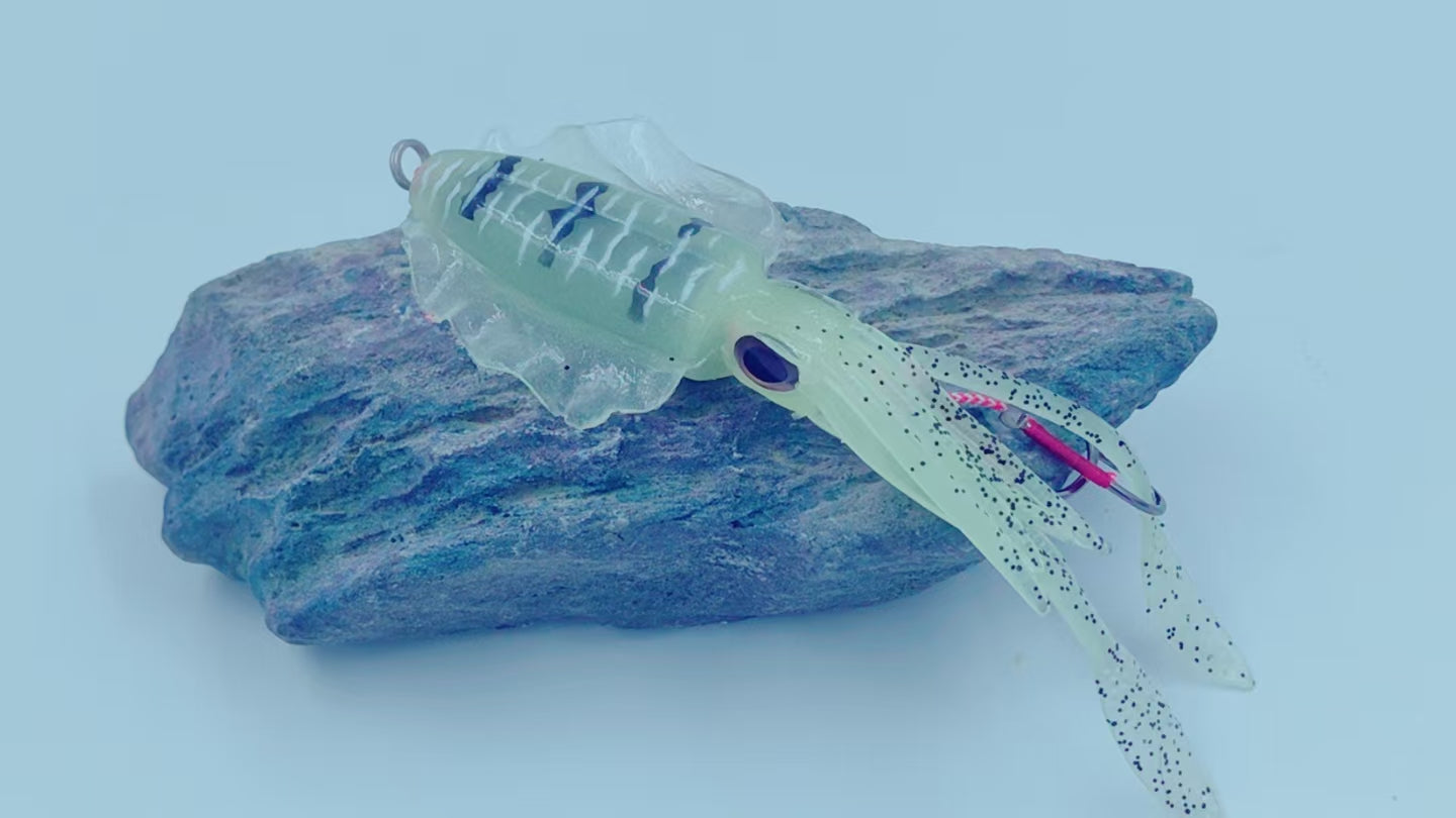 1-Pack Glow-in-the-Dark Soft Bait Lure with Hook – Realistic Artificial Cuttlefish/Octopus Bait for Saltwater Fishing, Designed for Squid, Cuttlefish, and Octopus Luring