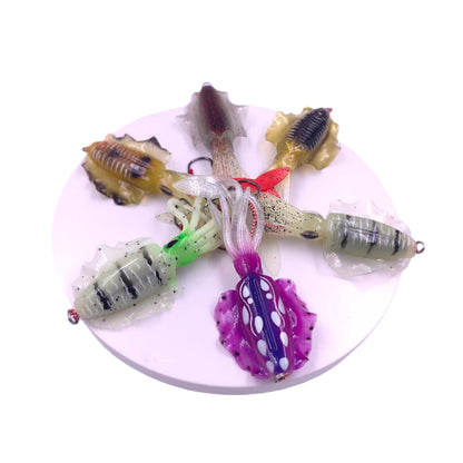 1-Pack Glow-in-the-Dark Soft Bait Lure with Hook – Realistic Artificial Cuttlefish/Octopus Bait for Saltwater Fishing, Designed for Squid, Cuttlefish, and Octopus Luring