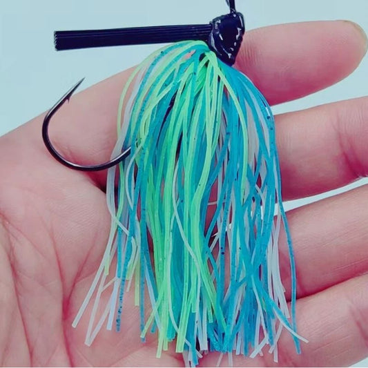 5-Packs, Weedless Silicone Skirt Jig with Grub-Style Legs – Snag-Resistant Lead Head for Heavy Cover Bass Fishing