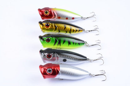 2,5" Topwater Popper Köder (0,43 oz) – Lebensechtes Fischdesign in 5 leuchtenden Farben, Oberflächenköder für Barsch, Forelle und Weißfische (Großpackung)
