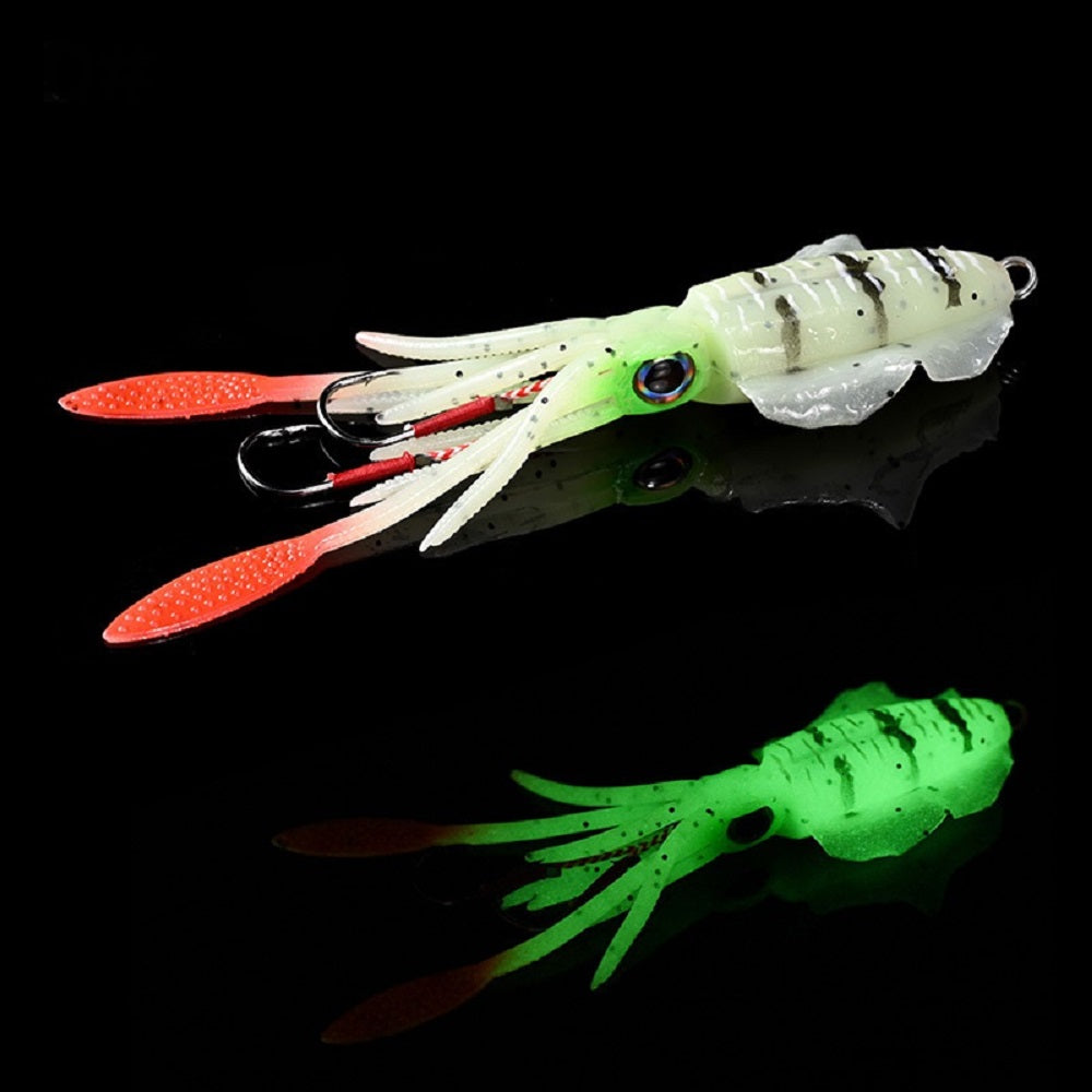 1-Pack Glow-in-the-Dark Soft Bait Lure with Hook – Realistic Artificial Cuttlefish/Octopus Bait for Saltwater Fishing, Designed for Squid, Cuttlefish, and Octopus Luring