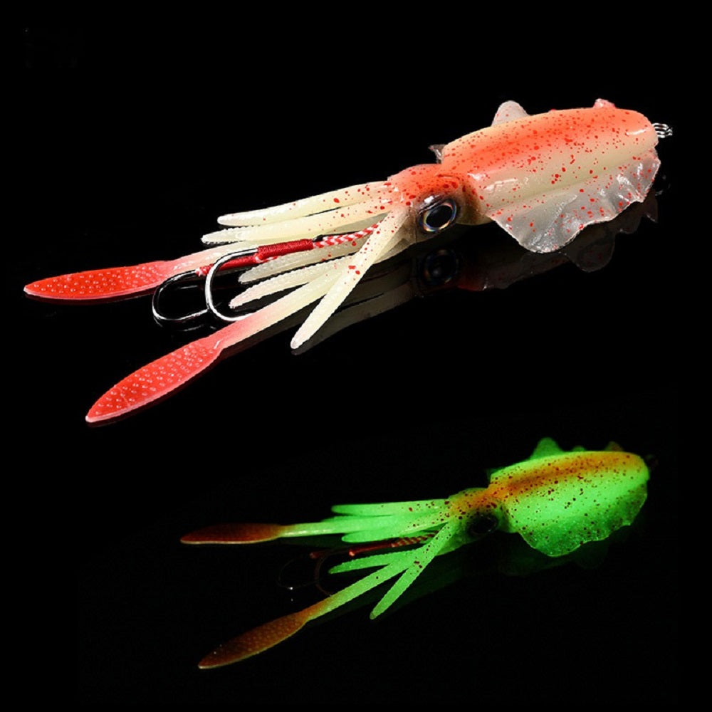 1-Pack Glow-in-the-Dark Soft Bait Lure with Hook – Realistic Artificial Cuttlefish/Octopus Bait for Saltwater Fishing, Designed for Squid, Cuttlefish, and Octopus Luring