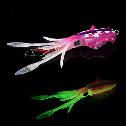 1-Pack Glow-in-the-Dark Soft Bait Lure with Hook – Realistic Artificial Cuttlefish/Octopus Bait for Saltwater Fishing, Designed for Squid, Cuttlefish, and Octopus Luring