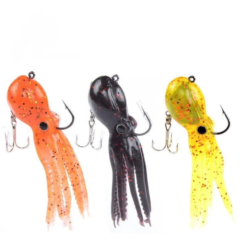 FISHING 0.8oz 3.5in Soft Octopus Lure, Realistic Silicone Fishing Bait with Internal Lead Head, Anti-Bite & High-Tensile Bionic Lure for Saltwater & Freshwater Bass, Lingcod, Trolling