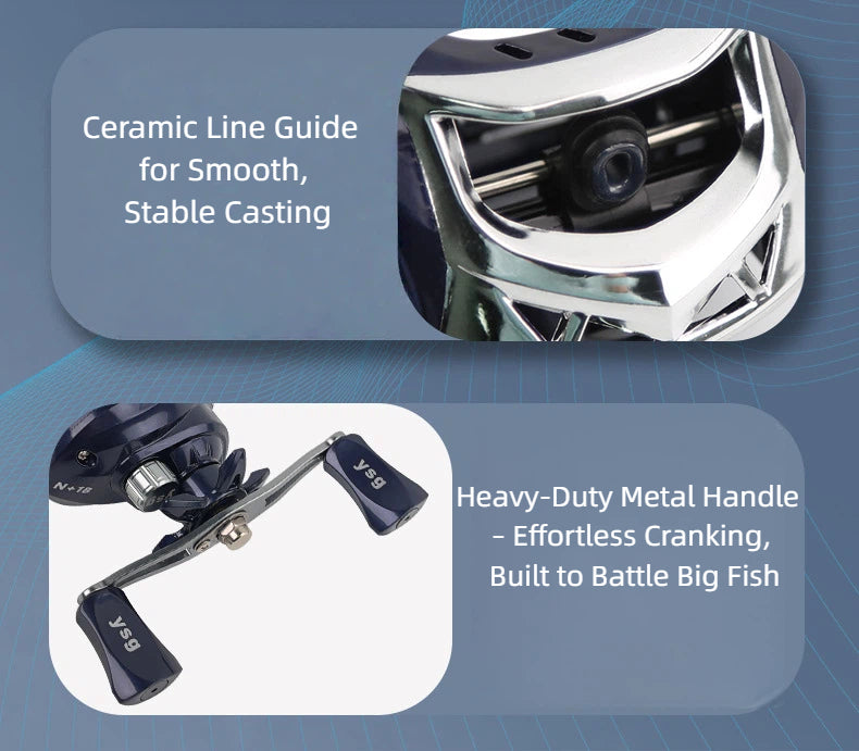 Lightweight Baitcasting Reel for Micro Lure & Long Cast – 7.1:1 High Speed, 12-Stage Dual Magnetic Brake, CNC Aluminum Spool, Ceramic Level-Wind, Star Drag, Metal Handle
