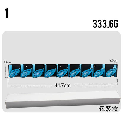Angelrutenhalter mit 9 Haken und Federmechanismus – Wandmontage ohne Bohren für Köder und Spinnruten, platzsparender Organizer für Garage, Balkon oder Angelzimmer 