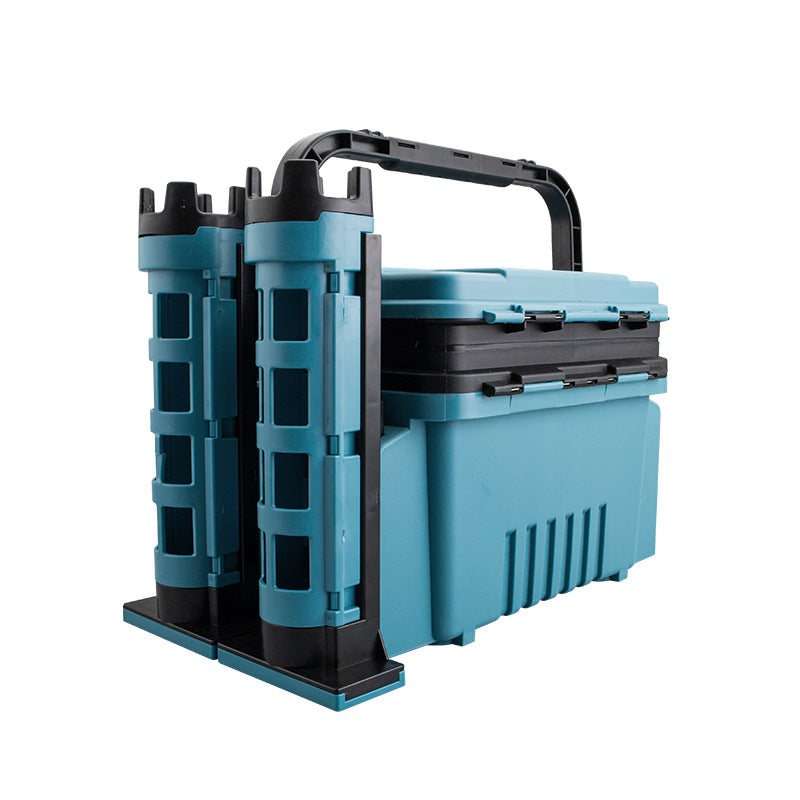 Multi-Functional Lure Tackle Box with Rod Holders & Seating – Heavy-Duty for Sea & Shore Fishing