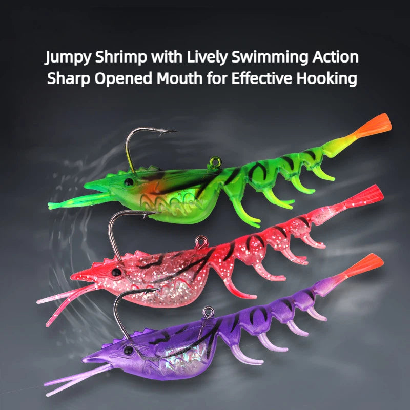 10-Packs Wholesale High-Realism Multi-Section Shrimp Imitation Lure 0.21oz/0.45oz, Soft Water-Sinking Lure with Single Hook and Lead, Soft, Durable, and Bite-Resistant