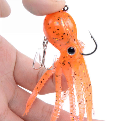 FISHING 0.8oz 3.5in Soft Octopus Lure, Realistic Silicone Fishing Bait with Internal Lead Head, Anti-Bite & High-Tensile Bionic Lure for Saltwater & Freshwater Bass, Lingcod, Trolling
