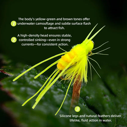 1.2g Jig Head Girdle Bug Fly with Spotted Rubber Legs - Realistic Stonefly Nymph Lure for Trout, Bass, and Panfish