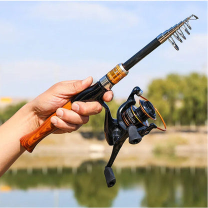 Carbon Fiber Telescopic Lure Fishing Rod and Spinning Reel Combo Set, Includes Fishing Rod, Reel, Lures, Hooks, and Fishing Line for Saltwater and Freshwater Fishing. Perfect for Beginner to Intermediate Anglers