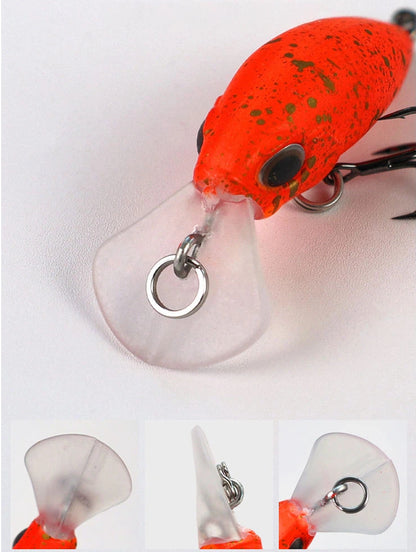 Topwater Floating Minnow Fishing Lure - 1.8" 1/10oz Ultralight Hard Bait with Diving Lip, Rattle Beads & Sharp Treble Hooks - Professional Bionic Crankbait for Bass, Crappie, Panfish & Perch - 5pc/Bulk