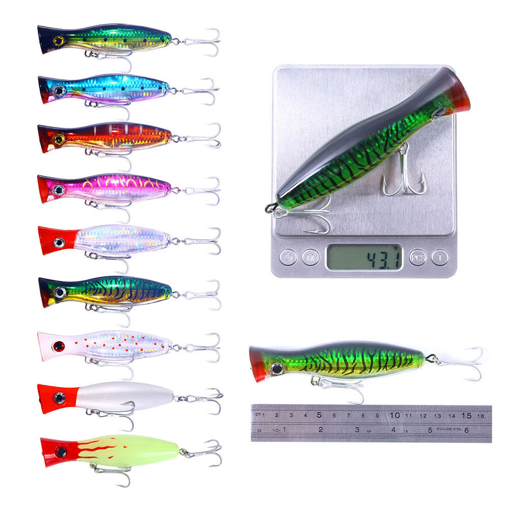 Hochleistungsfähiger 1,52oz/5,12in Popper-Köder für Salzwasser und Süßwasser – Weitwurf-Oberflächenköder mit verstärkten Haken, großer Splashbait für Barsch, Thunfisch, GT und Raubfische (Großpackung)