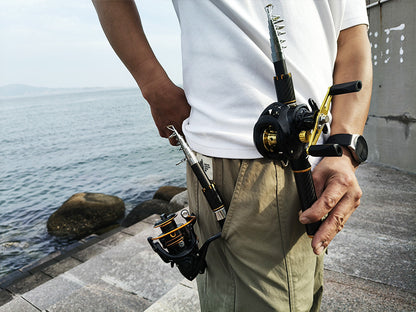 Carbon Fiber Telescopic Fishing Rod & Reel Combo Kit - Black Gold Mini Portable Travel Fishing Pole, 13.4" Collapsed, Freshwater/Saltwater w/ Accessories, Spining Reel/Baitcasting Reel