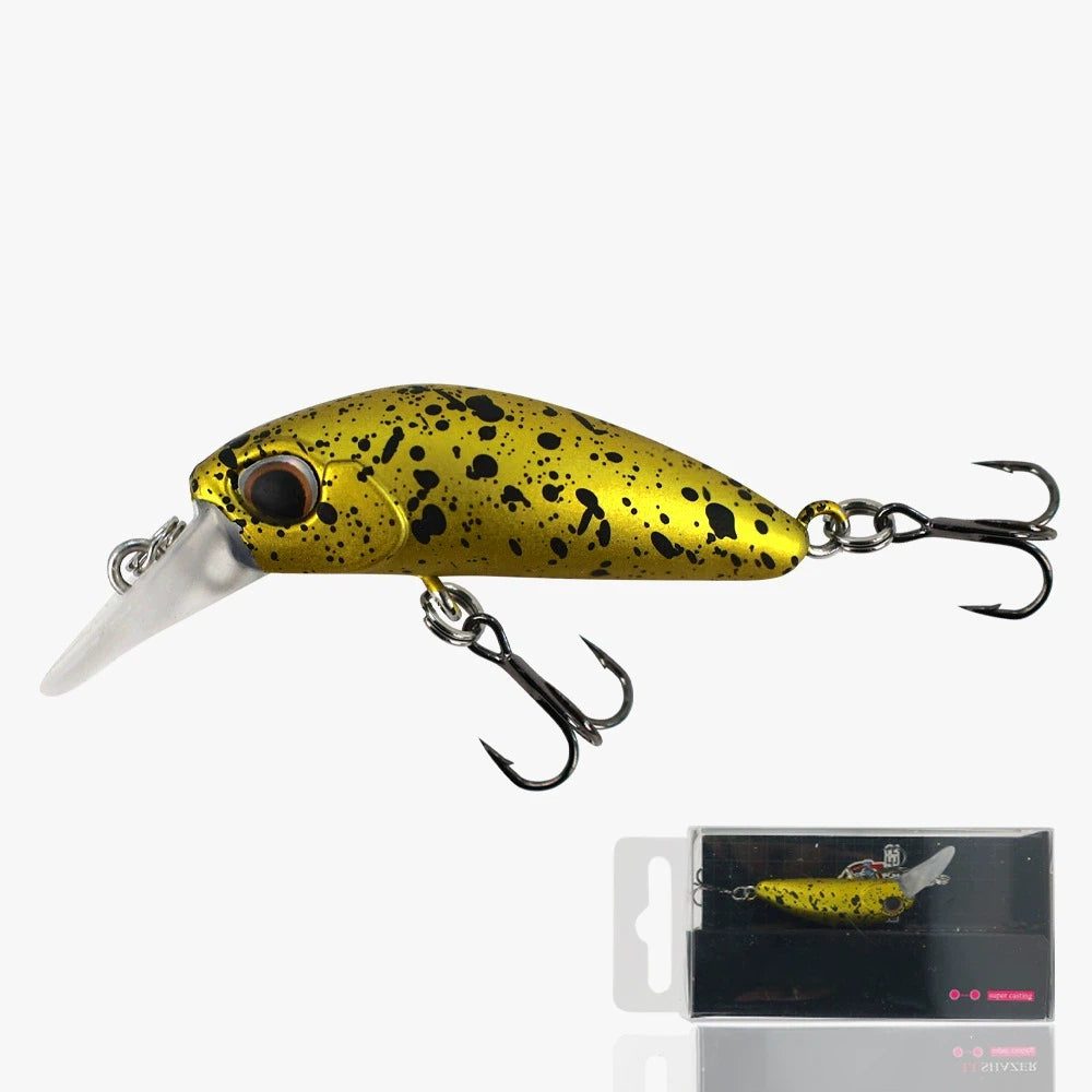 Topwater Floating Minnow Fishing Lure - 1.8" 1/10oz Ultralight Hard Bait with Diving Lip, Rattle Beads & Sharp Treble Hooks - Professional Bionic Crankbait for Bass, Crappie, Panfish & Perch - 5pc/Bulk