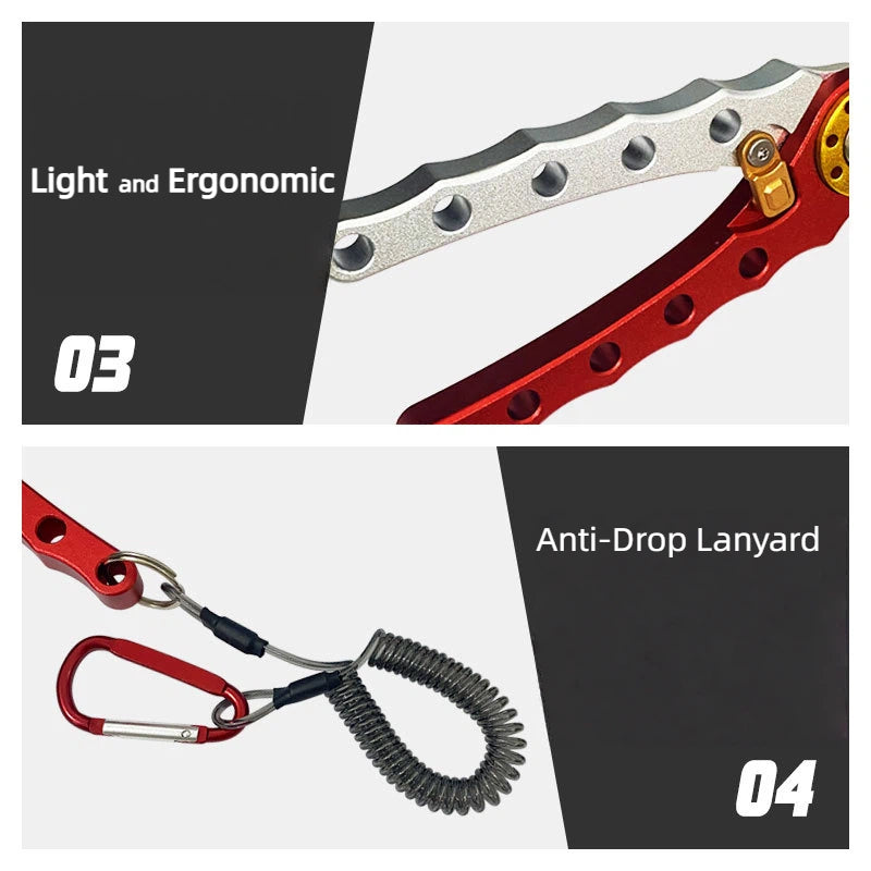 Aluminum Alloy Multi-Color Fishing Pliers Set – 3-in-1 Hook Remover, Line Cutter & Fish Lip Gripper with Lanyard and Carry Pouch for Saltwater, Lure & Bass Anglers