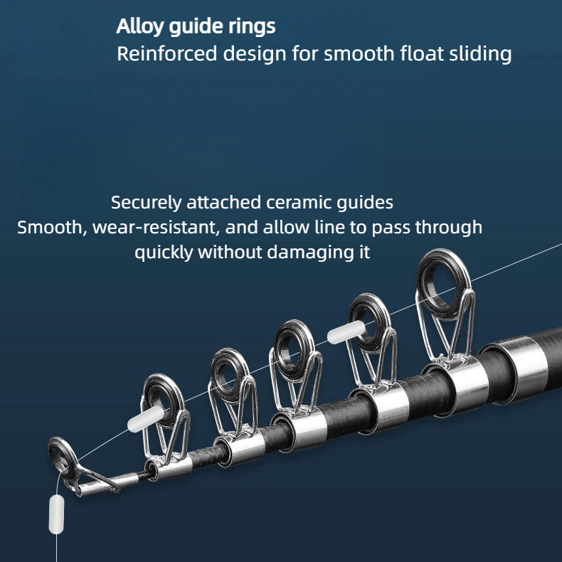 Carbon Fiber Telescopic Fishing Rod & Reel Combo Kit - Black Gold Mini Portable Travel Fishing Pole, 13.4" Collapsed, Freshwater/Saltwater w/ Accessories, Spining Reel/Baitcasting Reel