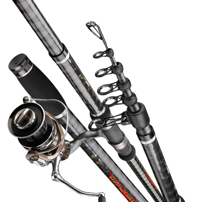 High Carbon Short Section Ultra-Light Heavy Duty Travel Surf Casting Spinning Rod Reel Combo  - Portable, Super Hard, Lightweight Fishing Rod Set for Sea Fishing and Long Distance Casting