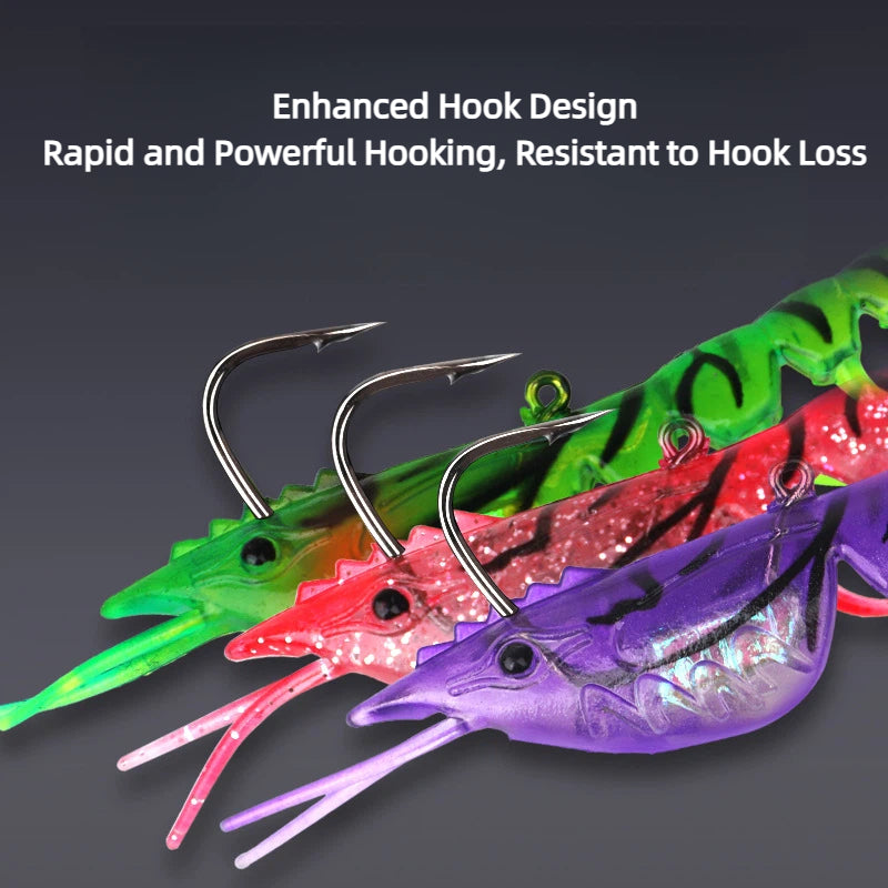10-Packs Wholesale High-Realism Multi-Section Shrimp Imitation Lure 0.21oz/0.45oz, Soft Water-Sinking Lure with Single Hook and Lead, Soft, Durable, and Bite-Resistant