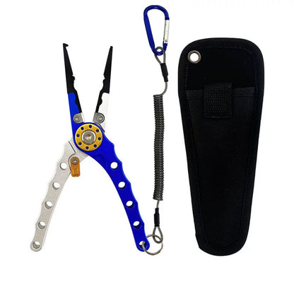 Aluminum Alloy Multi-Color Fishing Pliers Set – 3-in-1 Hook Remover, Line Cutter & Fish Lip Gripper with Lanyard and Carry Pouch for Saltwater, Lure & Bass Anglers
