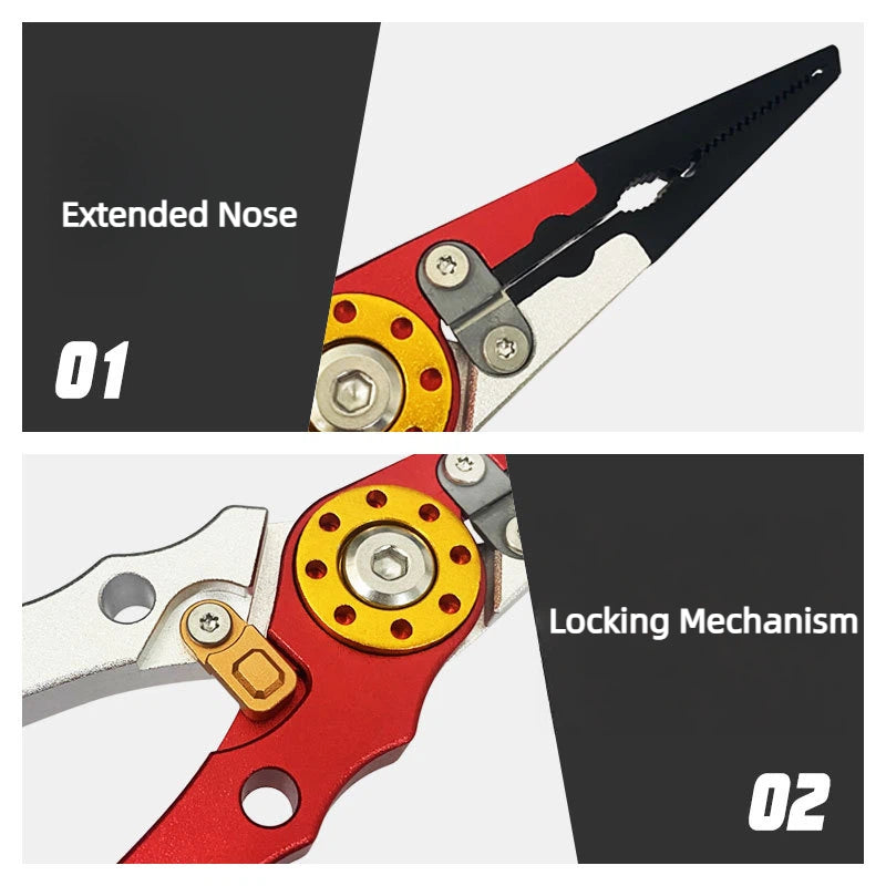 Aluminum Alloy Multi-Color Fishing Pliers Set – 3-in-1 Hook Remover, Line Cutter & Fish Lip Gripper with Lanyard and Carry Pouch for Saltwater, Lure & Bass Anglers