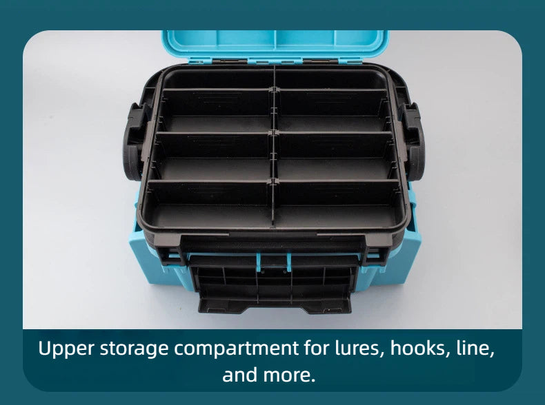 Multi-Functional Lure Tackle Box with Rod Holders & Seating – Heavy-Duty for Sea & Shore Fishing