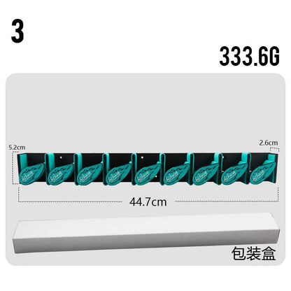 Angelrutenhalter mit 9 Haken und Federmechanismus – Wandmontage ohne Bohren für Köder und Spinnruten, platzsparender Organizer für Garage, Balkon oder Angelzimmer 