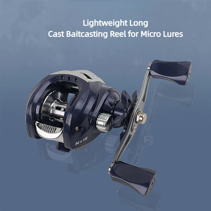 Lightweight Baitcasting Reel for Micro Lure & Long Cast – 7.1:1 High Speed, 12-Stage Dual Magnetic Brake, CNC Aluminum Spool, Ceramic Level-Wind, Star Drag, Metal Handle