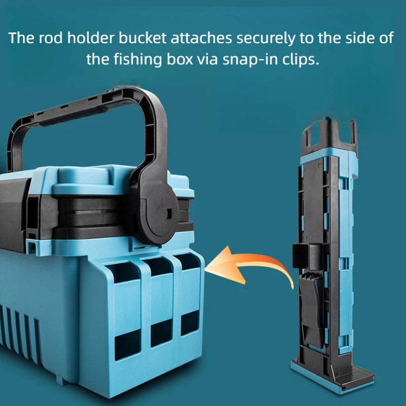 Multi-Functional Lure Tackle Box with Rod Holders & Seating – Heavy-Duty for Sea & Shore Fishing