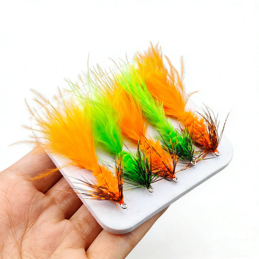 Flies – Natural Feathers, High-Visibility Colors, Size 8 Hook | Ideal for Trout, Grayling, Bass & More in Streams, Lakes & Low-Visibility Water