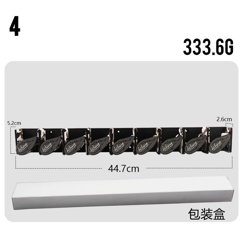 Angelrutenhalter mit 9 Haken und Federmechanismus – Wandmontage ohne Bohren für Köder und Spinnruten, platzsparender Organizer für Garage, Balkon oder Angelzimmer 