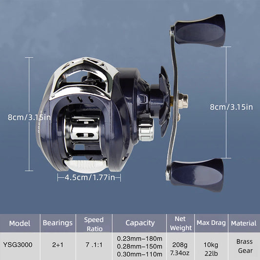 Lightweight Baitcasting Reel for Micro Lure & Long Cast – 7.1:1 High Speed, 12-Stage Dual Magnetic Brake, CNC Aluminum Spool, Ceramic Level-Wind, Star Drag, Metal Handle