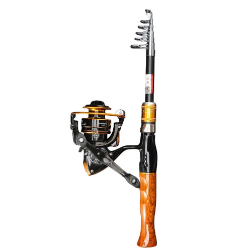 Carbon Fiber Telescopic Lure Fishing Rod and Spinning Reel Combo Set, Includes Fishing Rod, Reel, Lures, Hooks, and Fishing Line for Saltwater and Freshwater Fishing. Perfect for Beginner to Intermediate Anglers