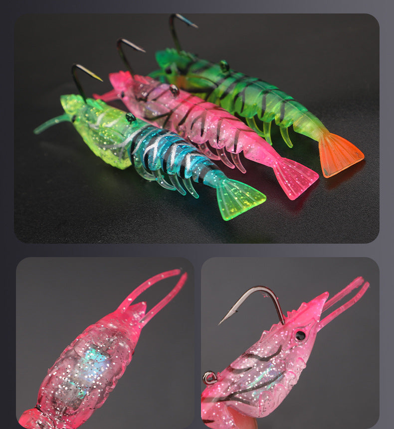 10-Packs Wholesale High-Realism Multi-Section Shrimp Imitation Lure 0.21oz/0.45oz, Soft Water-Sinking Lure with Single Hook and Lead, Soft, Durable, and Bite-Resistant