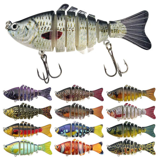 Wholesale 5-Pack Lure Hard Bait Multi-Section Imitation Fish Lure 3.94inch/0.53oz Plastic Seven-Section Multi-Color, 13 Colors Available