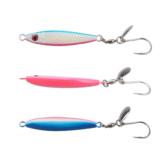 Slow Pitch Jig Lure for Sea Fishing – UV Reflective "Chubby" Metal Vibration Bait with Spinner Blade & Single Hook, Multiple Weights (0.5oz–3.5oz) for Mackerel, Tuna, Spanish Mackerel, Barracuda