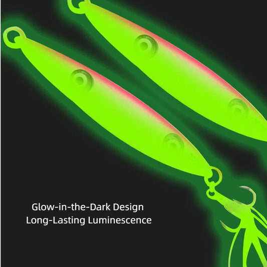 150g–300g Heavy Duty Glow-in-the-Dark Slow Pitch Jig – Dual LED Light & Keel-Weighted Metal Lure for Swordfish, Mackerel, Squid – Ultra-Fast Sinking Deep Sea Jigging Bait for Boat Fishing