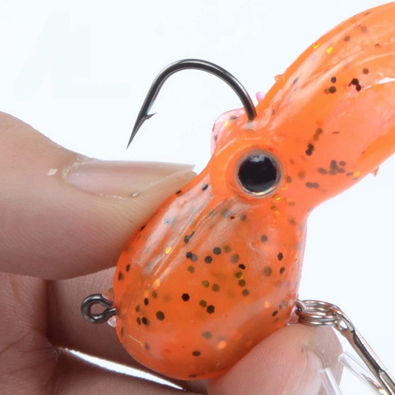 FISHING 0.8oz 3.5in Soft Octopus Lure, Realistic Silicone Fishing Bait with Internal Lead Head, Anti-Bite & High-Tensile Bionic Lure for Saltwater & Freshwater Bass, Lingcod, Trolling