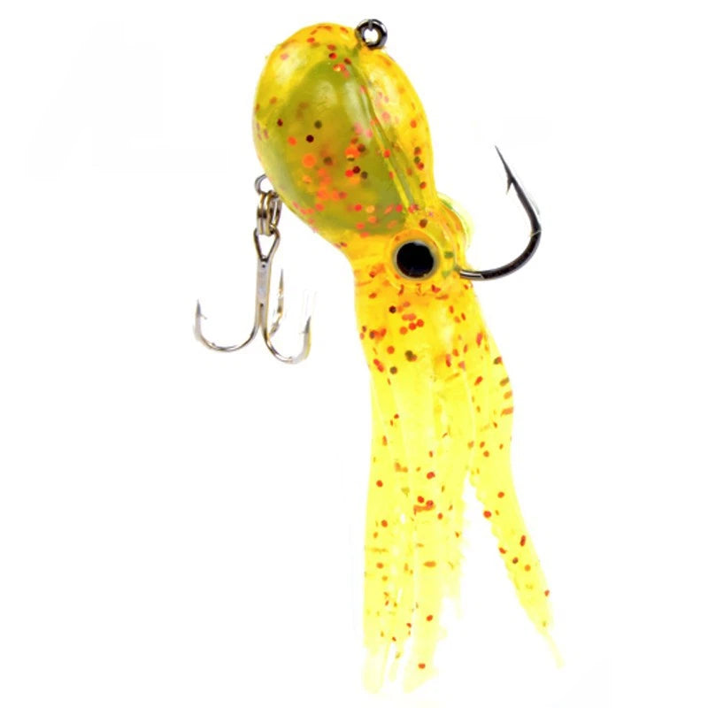 FISHING 0.8oz 3.5in Soft Octopus Lure, Realistic Silicone Fishing Bait with Internal Lead Head, Anti-Bite & High-Tensile Bionic Lure for Saltwater & Freshwater Bass, Lingcod, Trolling