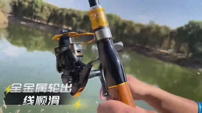 Carbon Fiber Telescopic Lure Fishing Rod and Spinning Reel Combo Set, Includes Fishing Rod, Reel, Lures, Hooks, and Fishing Line for Saltwater and Freshwater Fishing. Perfect for Beginner to Intermediate Anglers